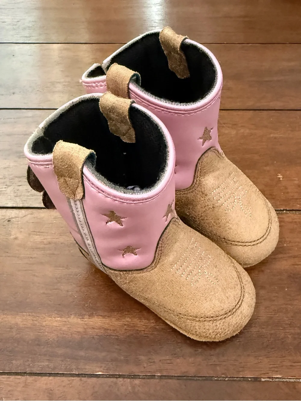 Boot Barn Toddler Girl Pink and Tan Star Western Boots